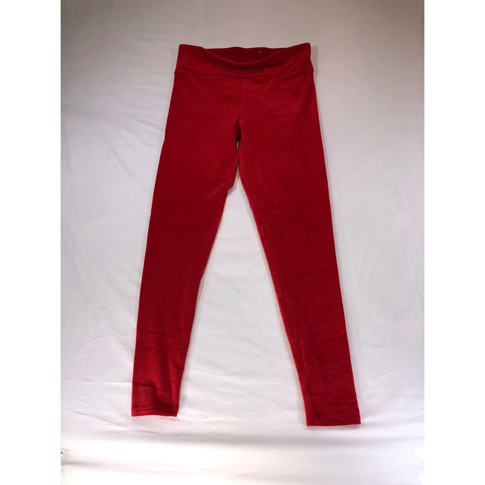 No Boundaries Red Velvet High Waisted Leggings Velour Stretch Pants L/XL